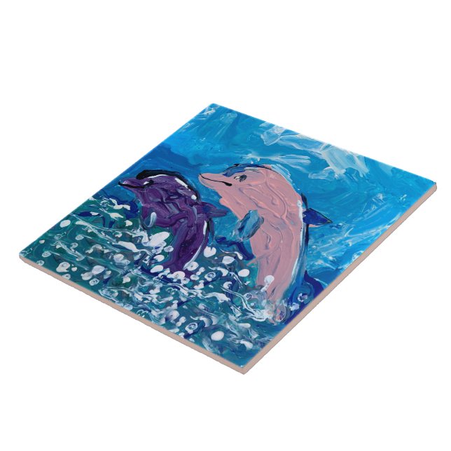 Dolphins "Art by Kids" Tile (Side)