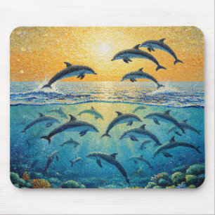 Dolphins At Sunset l Mouse Mat
