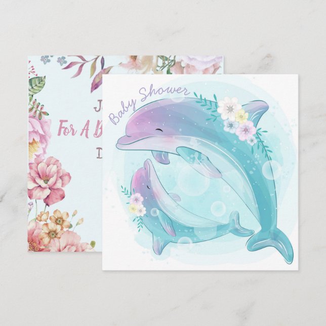 Dolphins Baby Shower Invitation (Front/Back)