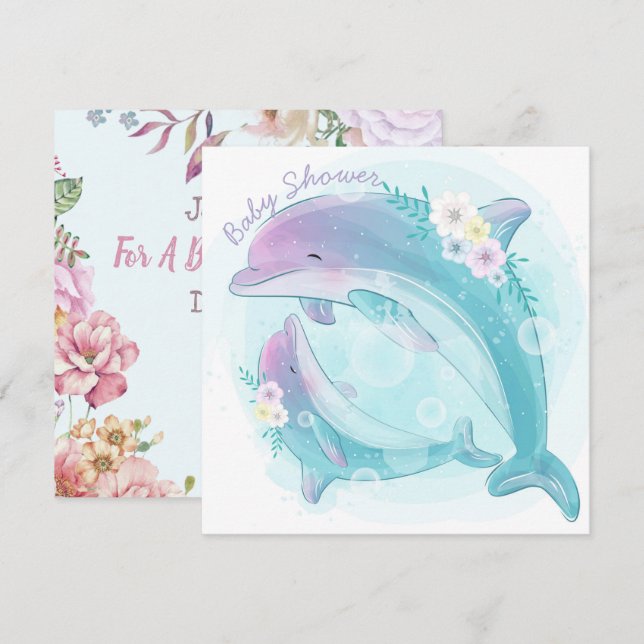 Dolphins Baby Shower Invitation (Front/Back)