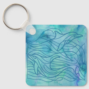 Dolphins - Blue Key Ring