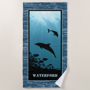 Dolphins Blue Sea Beach Towel
