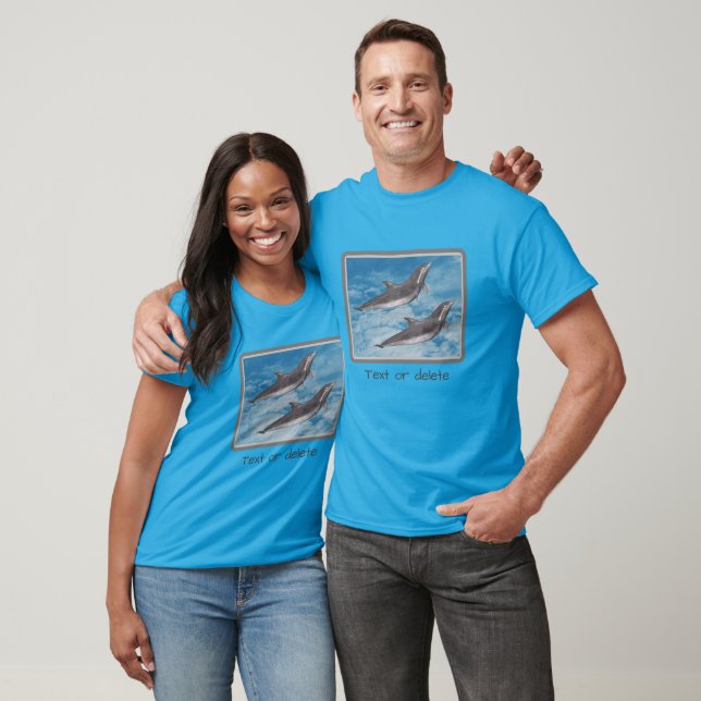 Dolphins Blue Sky White Clouds Nature Fantasy  T-Shirt (Unisex)
