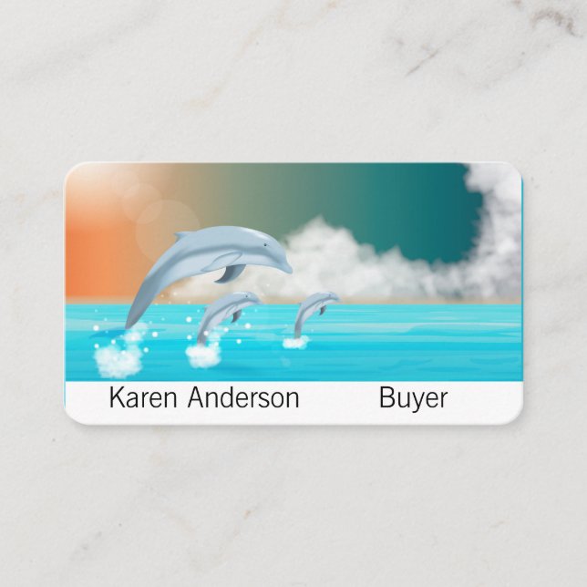 dolphins breaching in the ocean      business card (Front)