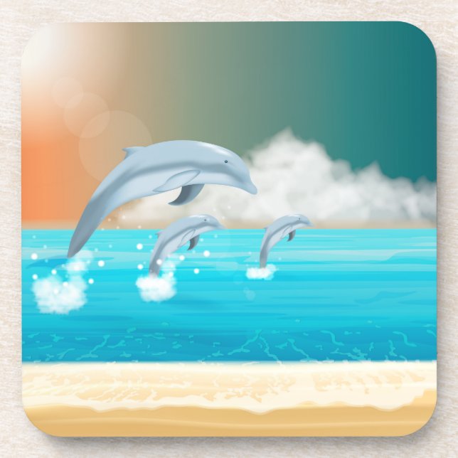 dolphins breaching in the ocean      coaster (Front)