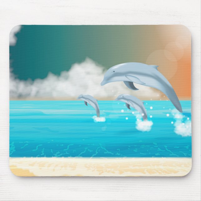 dolphins breaching in the ocean         mouse mat (Front)