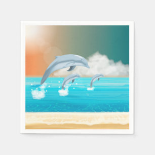 dolphins breaching in the ocean    napkin