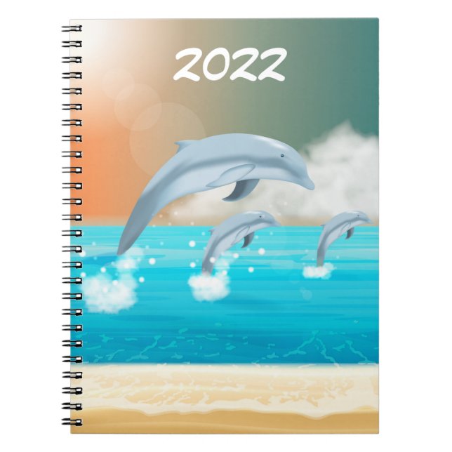 dolphins breaching in the ocean     notebook (Front)