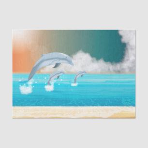 dolphins breaching in the ocean        tissue paper