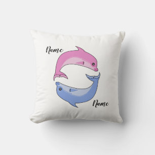 Dolphins cartoon cute kids illustration personaliz cushion