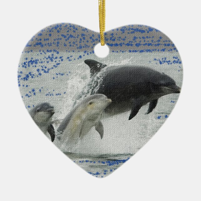 Dolphins Ceramic Tree Decoration (Front)
