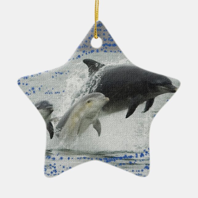 Dolphins Ceramic Tree Decoration (Front)