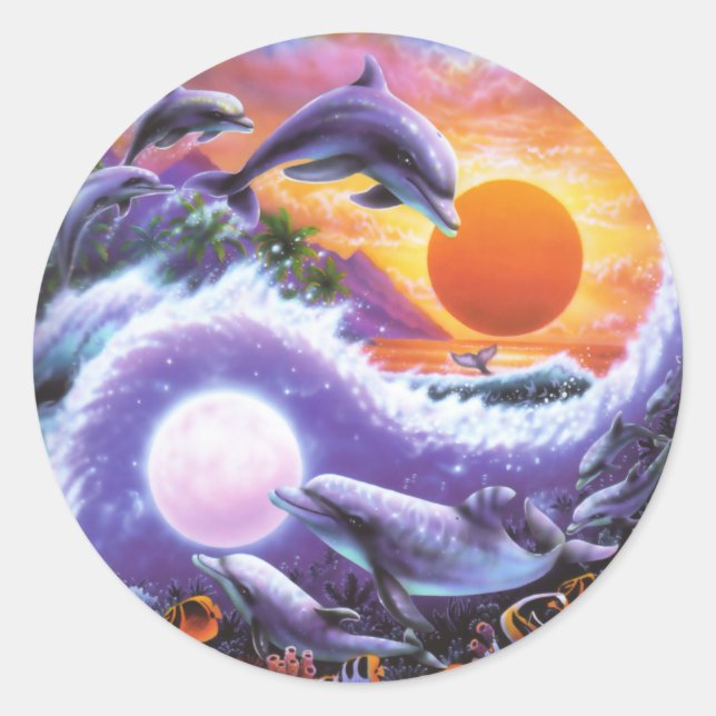 Dolphins Classic Round Sticker (Front)