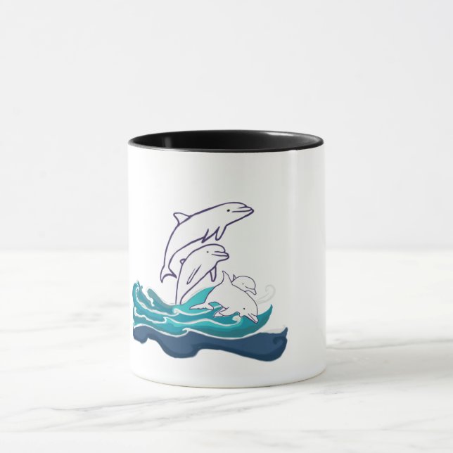 Dolphins Custom Combed Cotton (56" width) Fabric Mug (Center)