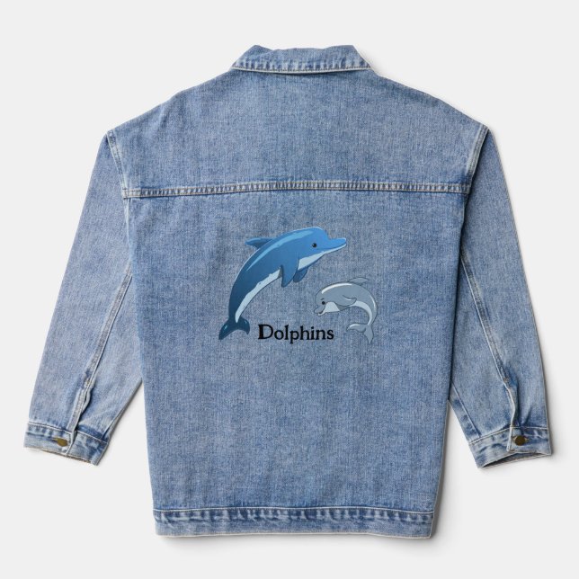 Dolphins Design Denim Jacket (Back)