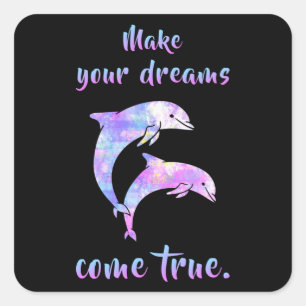 Dolphins Dolphin Animal Sea Ocean Water Funny Gift Square Sticker