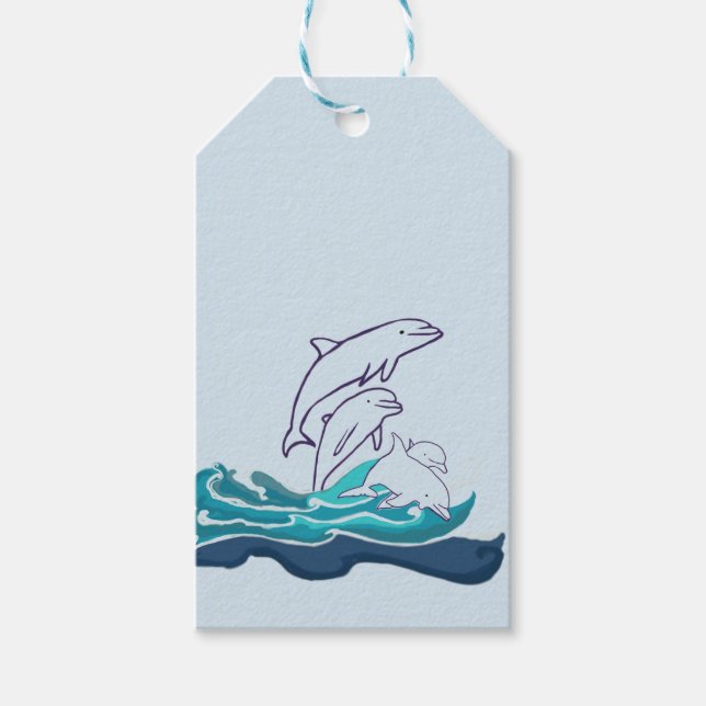 Dolphins Drawing  Custom Gift Tag (Front)