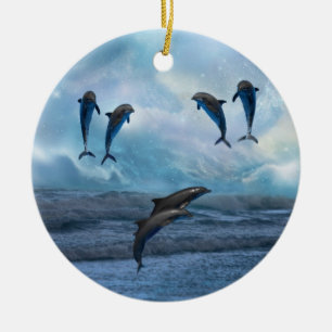Dolphins fantasy christmas tree ceramic tree decoration