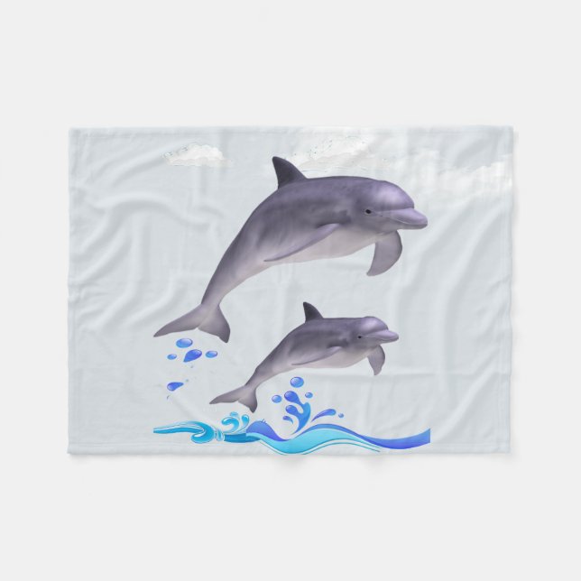 Dolphins Fleece Blanket (Front (Horizontal))