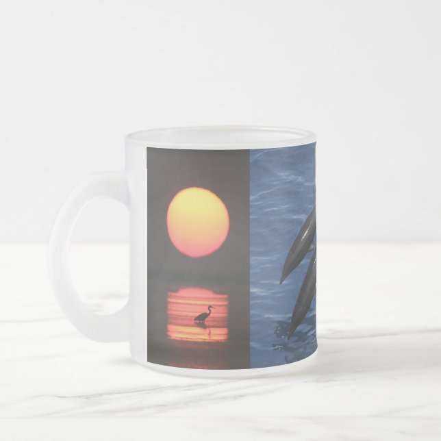 Dolphins  frosted glass coffee mug (Left)