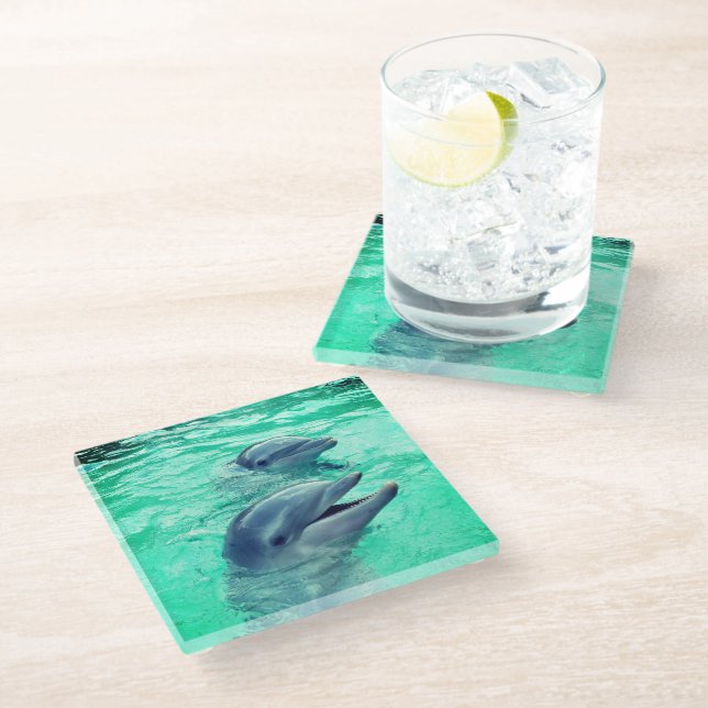 Dolphins Glass Coaster (Angled)