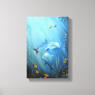 Dolphins In Deep Blue Sea Oil Painting on Canvas
