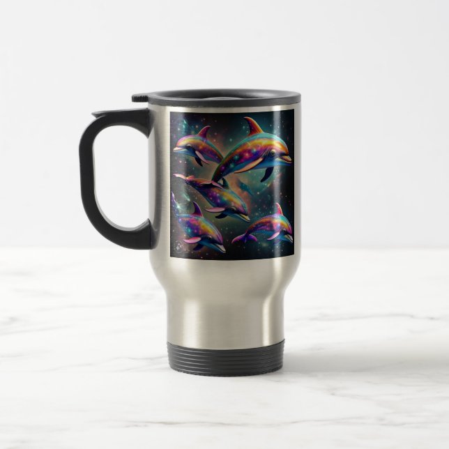 Dolphins in Space Travel Mug (Left)