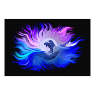 Dolphins in the Moonligh Photo Enlargement