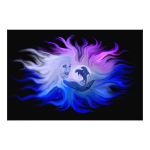 Dolphins in the Moonligh Photo Print
