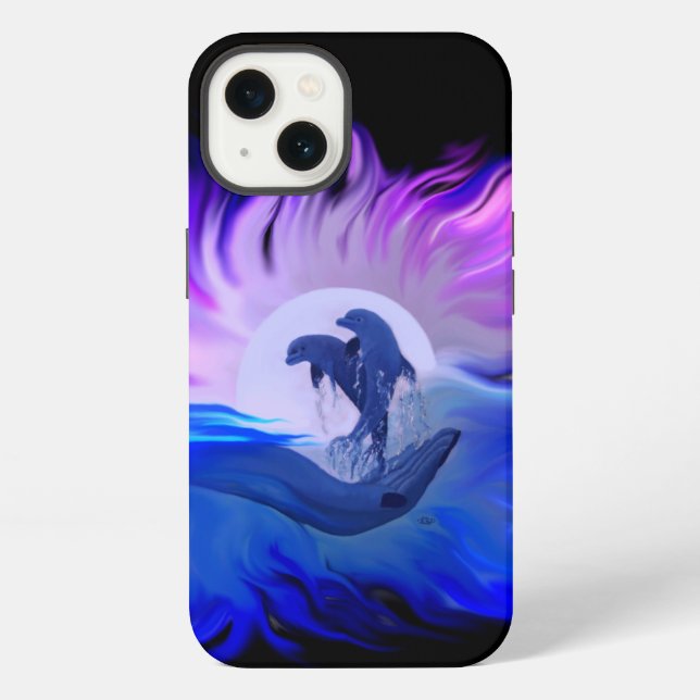 Dolphins in the Moonlight iPhone Case (Back)