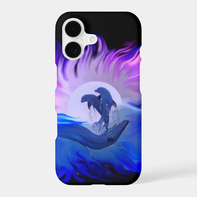 Dolphins in the Moonlight iPhone Case (Back)