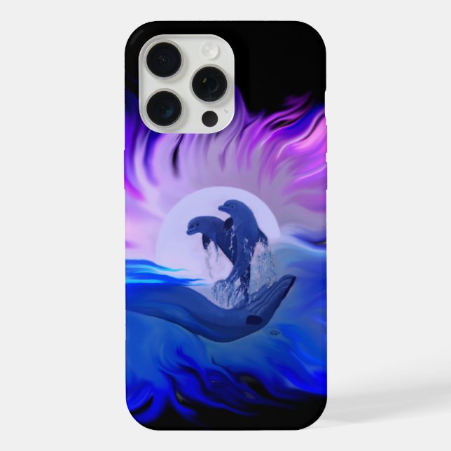 Dolphins in the Moonlight iPhone Case (Back)