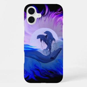 Dolphins in the Moonlight iPhone 16 Plus Case