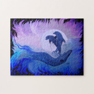 Dolphins in the moonlight jigsaw puzzle