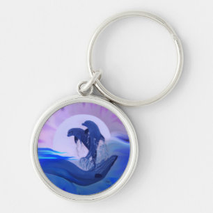 Dolphins in the Moonlight Key Ring