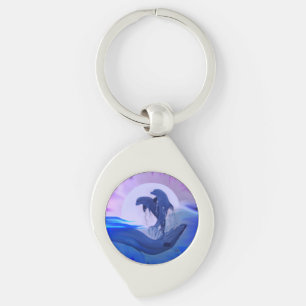 Dolphins in the Moonlight Key Ring