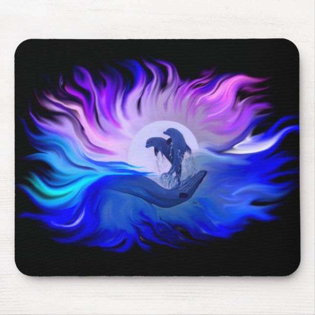Dolphins in the Moonlight Mouse Mat (Front)