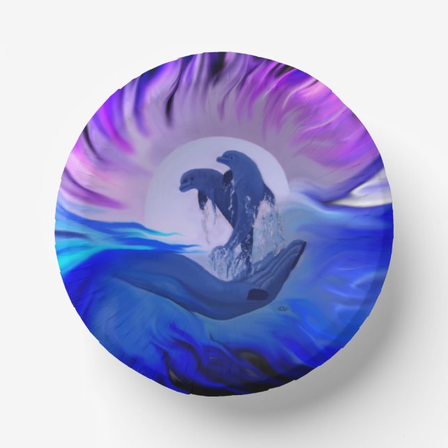Dolphins in the Moonlight Paper Plate (Front)