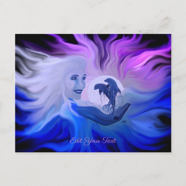 Dolphins in the Moonlight Postcard (Front)