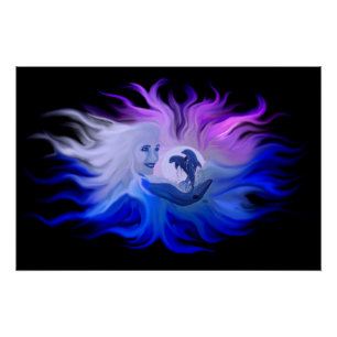 Dolphins in the Moonlight Poster