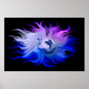 Dolphins in the Moonlight Poster