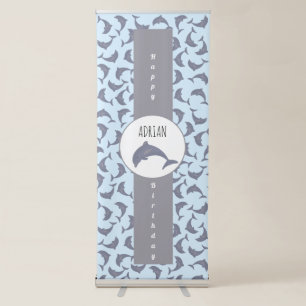 Dolphins in the Sea Pattern Birthday Party Sign