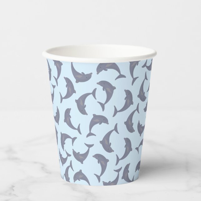Dolphins in the Sea Pattern  Paper Cups (Front)