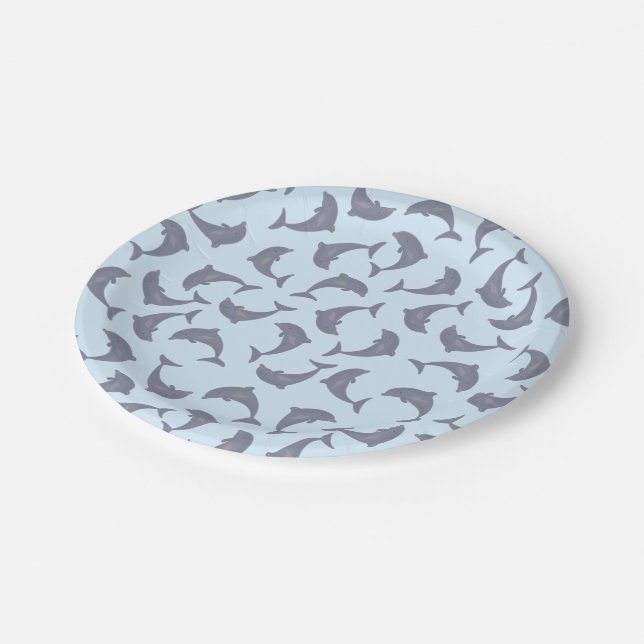 Dolphins in the Sea Pattern Paper Plate (Angled)