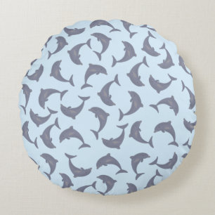 Dolphins in the Sea Pattern Round Cushion