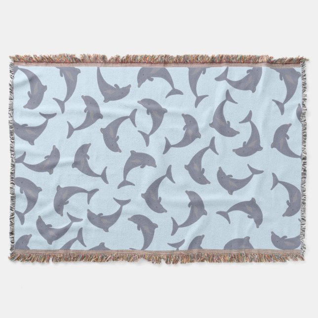 Dolphins in the Sea Pattern Throw Blanket (Front)
