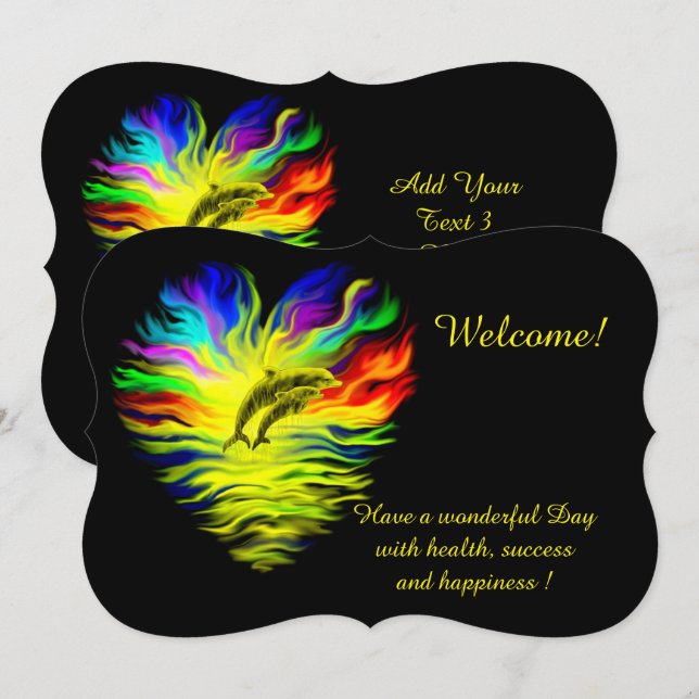 Dolphins in the Sunshine, Add Your Text Invitation (Front/Back)