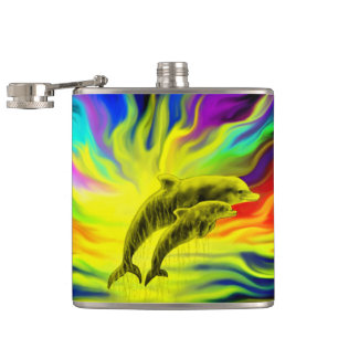 Dolphins in the Sunshine Hip Flask