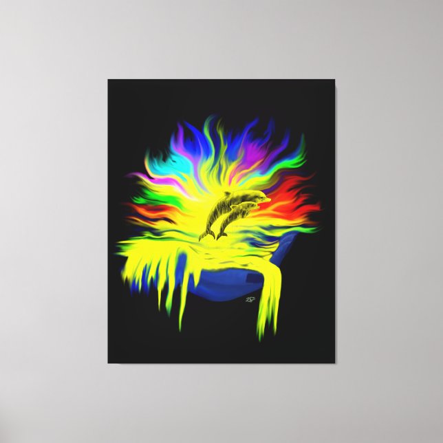 Dolphins in the Sunshine with Hand Canvas Print (Front)