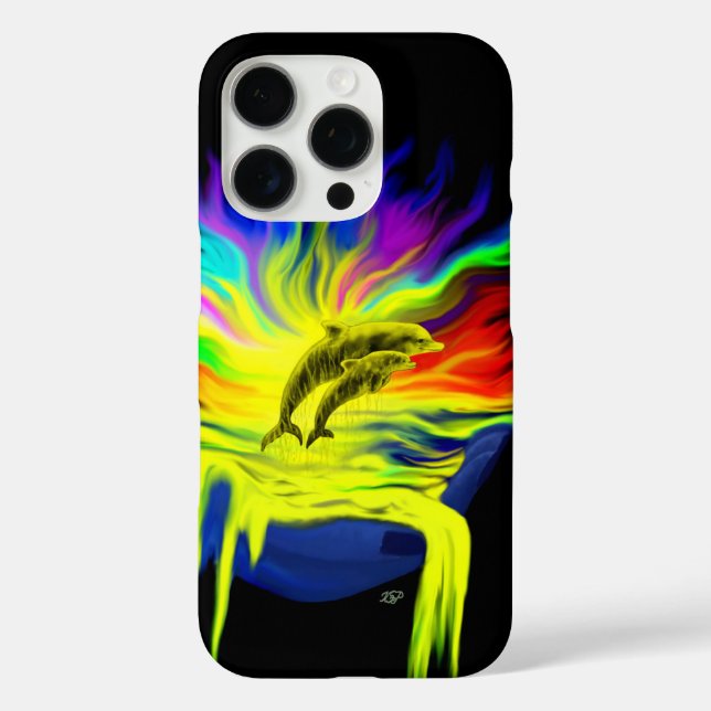 Dolphins in the Sunshine with Hand Case-Mate iPhone Case (Back)
